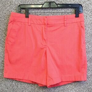 British Khaki Chino Style Women’s Shorts Coral Size 6 Casual Summer Stretch